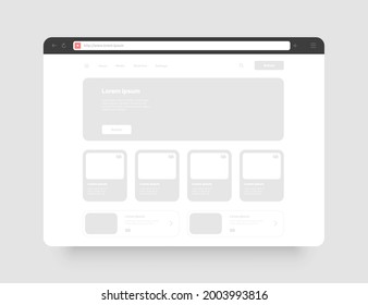 Web browser concept for your website presentation. Wireframes screens. Web window screen mockup.