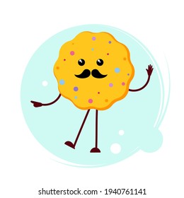 Web Browser Cookie character. Funny Internet Cookie emoji. Flat cartoon Style Icon.