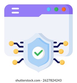 Web browser flat color icon. Simple vector icon design in flat color style. Editable vector format
