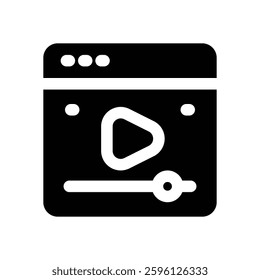 web browser glyph icon. Strong and solid vector icon for websites, mobile interfaces, presentations, and visual branding. High quality and easy to edit.
