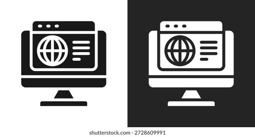 navegador da web Ícone em preto e branco Glyph Style