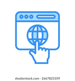 Web Browser Icon Blue Color Vector Illustration