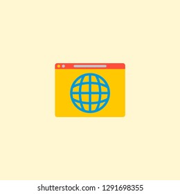 Web browser icon flat element. Vector illustration of web browser icon flat isolated on clean background for your web mobile app logo design.