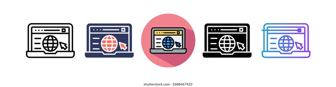 Ícone de navegador da Web - Ilustração de vários vetores