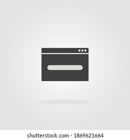 Web browser icon on grey background. Internet page with search bar. Gray frame web browser pictogram. Vector