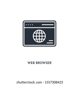 web browser icon. simple element illustration. isolated trendy filled web browser icon on white background. can be used for web, mobile, ui.