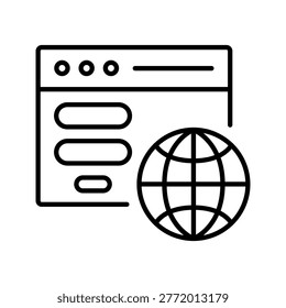 Web browser icon. Technology and web browser line symbol. Black and white.