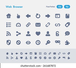 Web Browser Icons. Antz Icon Series. Simple glyph style icons designed on a 32x32px grid and redesigned on a 16x16px grid.