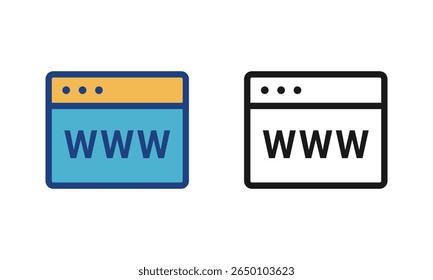 Web-Browser-Symbole, ein Web-Browser-Fenster mit www-Text, IT Network Communication Technology Symbol