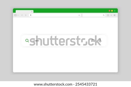 Web browser, internet browser search engine. Search bar for ui ux design and web site. Search address and navigation bar icon. Collection of search form templates for websites