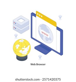 Web Browser isometric Colored illustration. EPS File stock illustration