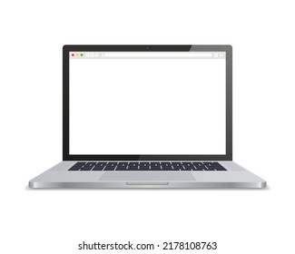 Web browser layout on laptop screen. Vector illustration.