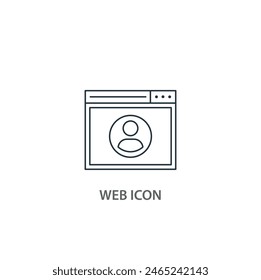 Web browser line icon isolated on background web window outline web account icon outline silhouette minimalistic blank web site icon symbol on white background