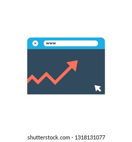 web browser marketing symbol in flat style
