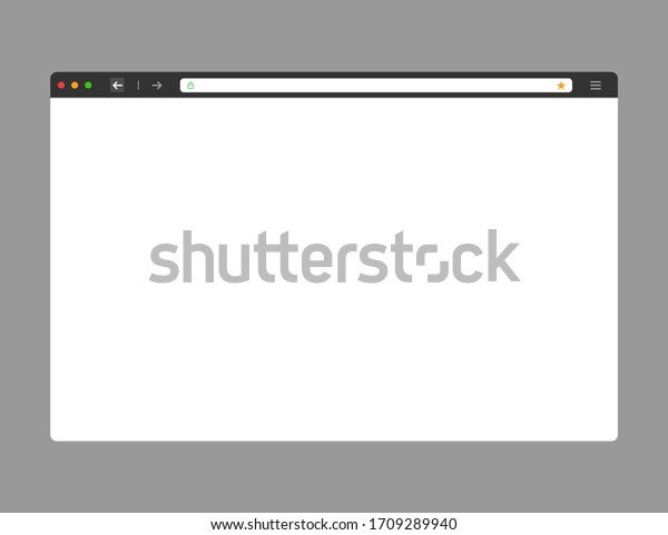 暗いモダンなフラットデザインのウェブブラウザモックアップ 緑のロックとお気に入りのアイコンを持つコンピュータのウェブサイトページ ブラウザ の分離型インターネットテンプレート ベクター画像eps10 のベクター画像素材 ロイヤリティフリー