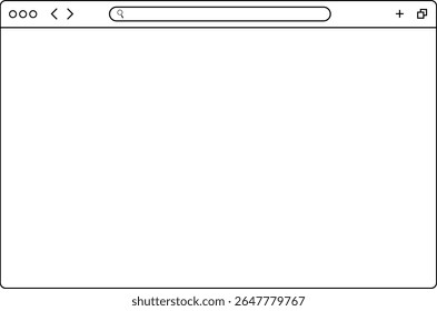Web browser mockup template for ui and website design. Empty browser window on transparent background