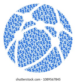Web browser mosaic of dollars and sphere points. Vector banking pictograms are grouped into web browser mosaic.