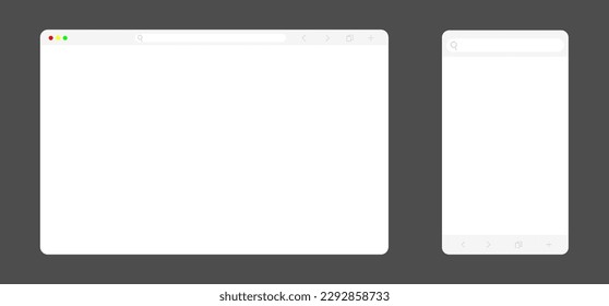 Web browser in multiple responsive devices sizes, vector.