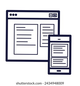 Web Browser on Computer Icon Outline Vector