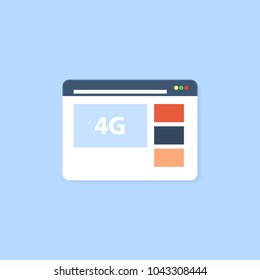 Web browser with the option to connect 4g Internet. Vector illustration .