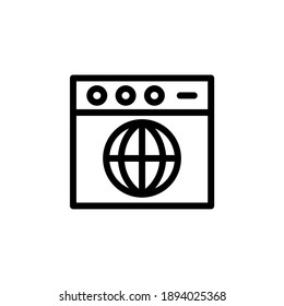 icono de esquema del navegador web. Internet de ilustración de vector de reflexión sobre fondo blanco