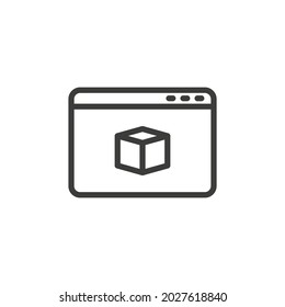 Web browser page with box icon on white background. Package tracking concept.