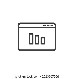 Web browser page with graph icon on white background.