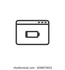 página de explorador web con icono de batería baja