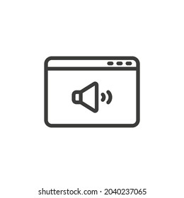 Web browser page with volume icon on white background.