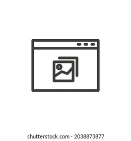 Web browser with photos icon on white background.