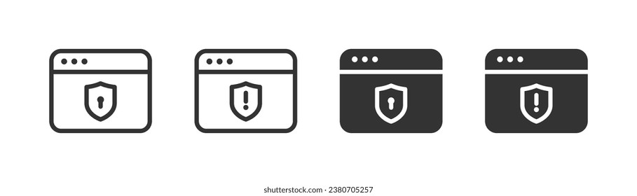 Web browser protection outline line icon, shield sign, outline flat vector illustration, EPS 10.