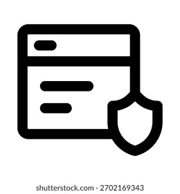 Ícone Da Linha Profissional De Proteção Do Navegador Da Web. Ilustrações vetoriais modernas que representam sites seguros, segurança on-line, privacidade e segurança na Internet.