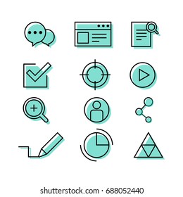 Web browser seo infographic icon set for search engine optimization