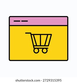 Web Browser shopping cart Tool flat icon design
