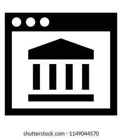 
Web browser showing a greek building to grip online university icon 
