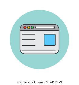 Web browser thin line icon, webpage filled outline vector logo illustration, linear colorful pictogram isolated on white