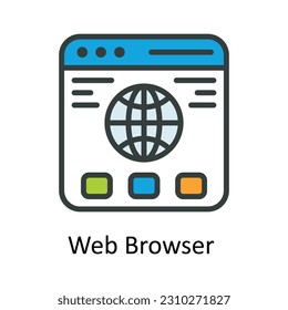 Web Browser  Vector Fill outline Icon Design illustration. User interface Symbol on White background EPS 10 File
