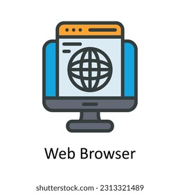 Web Browser  Vector   Fill outline  Icon Design illustration. Digital Marketing  Symbol on White background EPS 10 File