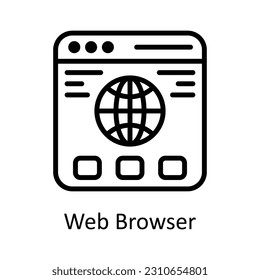 Web Browser  Vector  outline Icon Design illustration. User interface Symbol on White background EPS 10 File