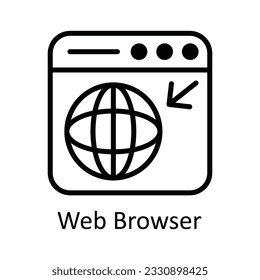 Web Browser Vector  outline Icon Design illustration. User interface Symbol on White background EPS 10 File