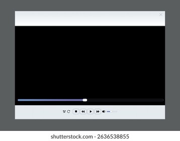 Web browser video view mockup window in modern flat simple line. web interface blank. Frame screen webpage for video view ui template, interface bar.
