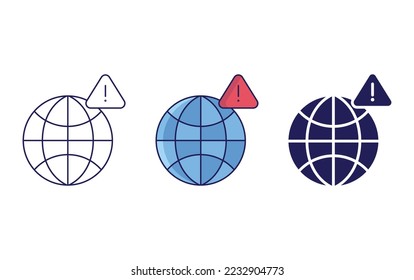 Web, Browser warning line and glyph icon, vector illustration