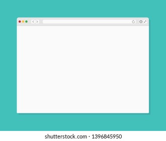 Ventana del explorador Web. Diseño de plantilla de ordenador o de marco de Internet de maqueta de página plana. Navegador web de pantalla en blanco.
