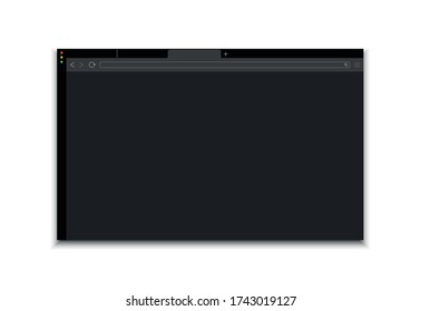 Web Browser Window Dark Ui Template. Mockup Web Page Window For Computer.