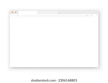 Diseño de ventana del explorador Web en un fondo blanco. Marco vectorial de una plantilla de sitio web con una sombra. Un diseño vacío de la pantalla del ordenador del sitio web con una barra de búsqueda y botones. Ilustración del vector