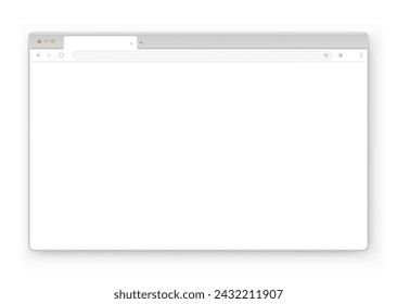 Diseño de la ventana del navegador web sobre fondo blanco. Marco vectorial de una plantilla de sitio web con una sombra. Diseño vacío de la pantalla del ordenador del sitio web con una barra de búsqueda y botones en modo nocturno. 