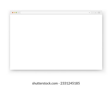Web browser window design in white on a light background. An empty layout of the website's computer screen with a search bar and buttons. Vector illustration.