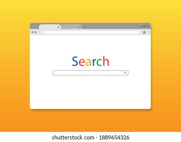 Web Browser Window. Mockup Modern Web Window Search. Vector Illustration.