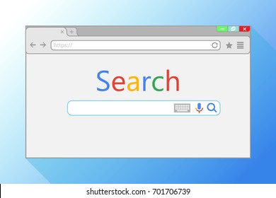 Окно веб-браузера на синем фоне. Поисковая система в Internet Explorer иллюстрации.