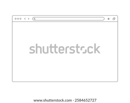Web browser window outline minimal UI page frame vector illustration